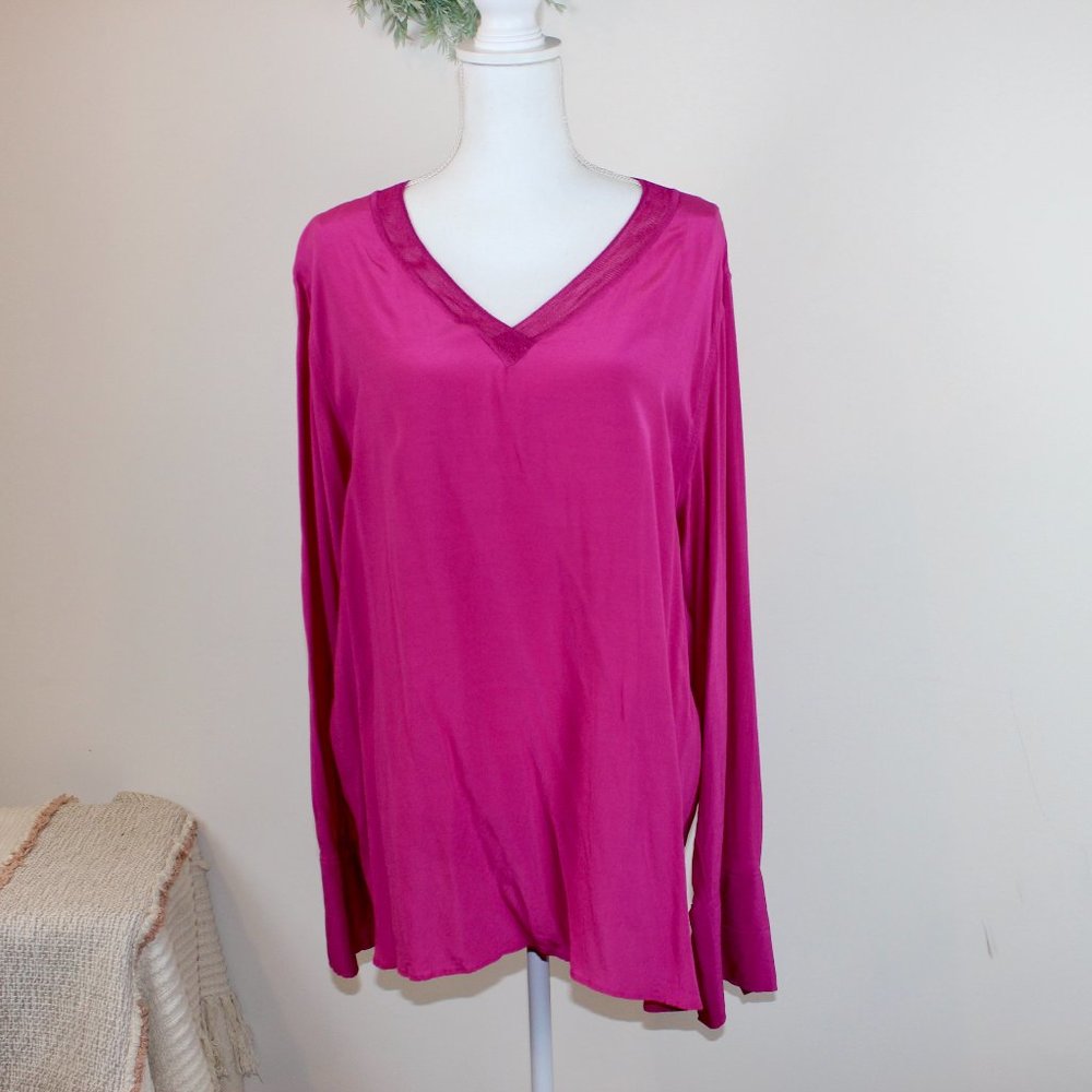 Soft Surroundings woven fuchsia v-neck tunic/